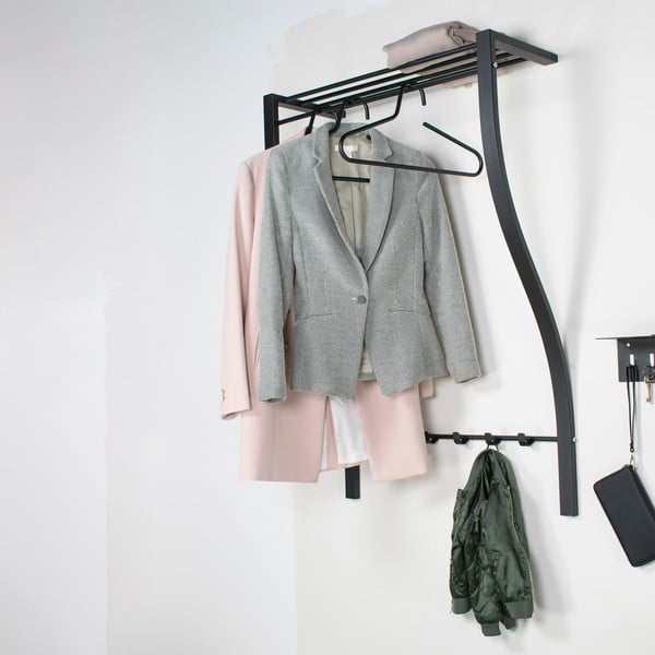 Черна метална стенна закачалка с рафт 75 cm Carve – Spinder Design-image-4