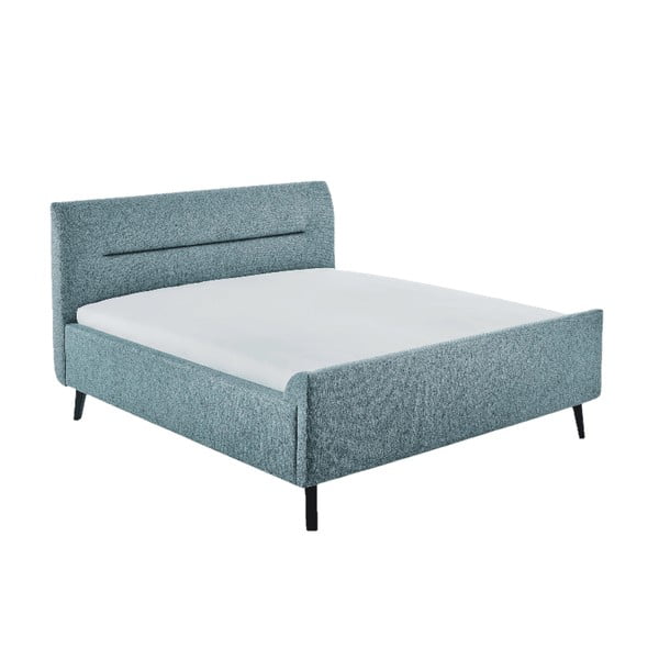 Синьо тапицирано двойно легло с място за съхранение и решетка 180x200 cm Enjoy - Meise Möbel