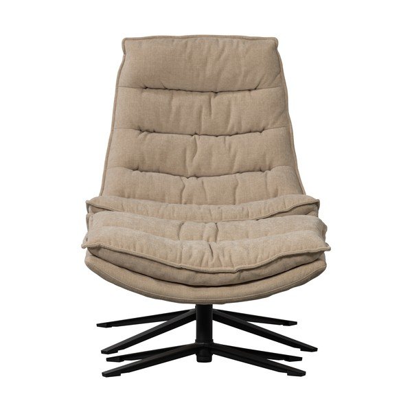 Въртящ се шенилов фотьойл с табуретка в естествен цвят Kube – WOOOD-image-3