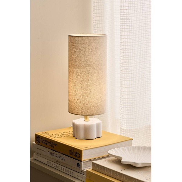 Бяла/бежова ленена настолна лампа (височина 33 cm) Joline – Ellos Home-image-1