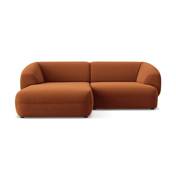 Оранжев кадифен ъглов диван (ляв ъгъл) Moana – Makamii