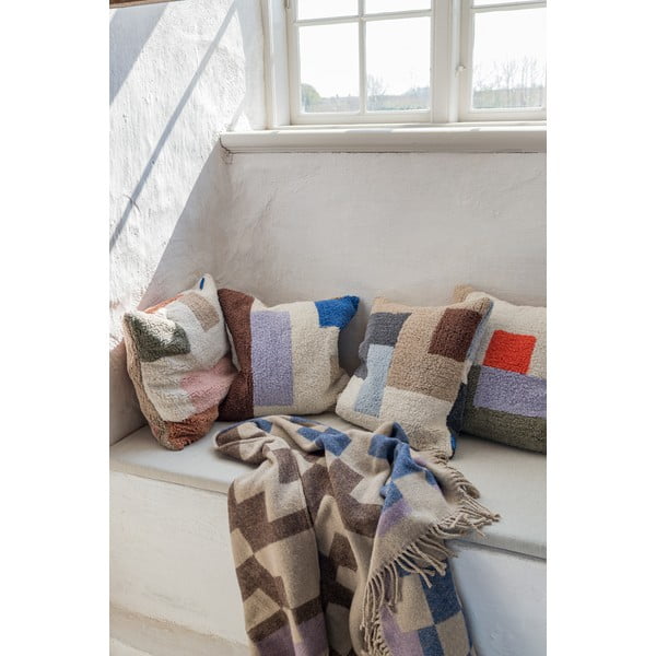 Синьо-кафяво одеяло със смес от вълна 130x190 cm Maze – Mette Ditmer Denmark-image-1