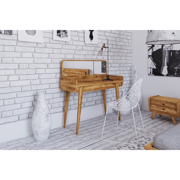 Дъбова тоалетка с огледало 110x45 cm Retro - The Beds-image-1