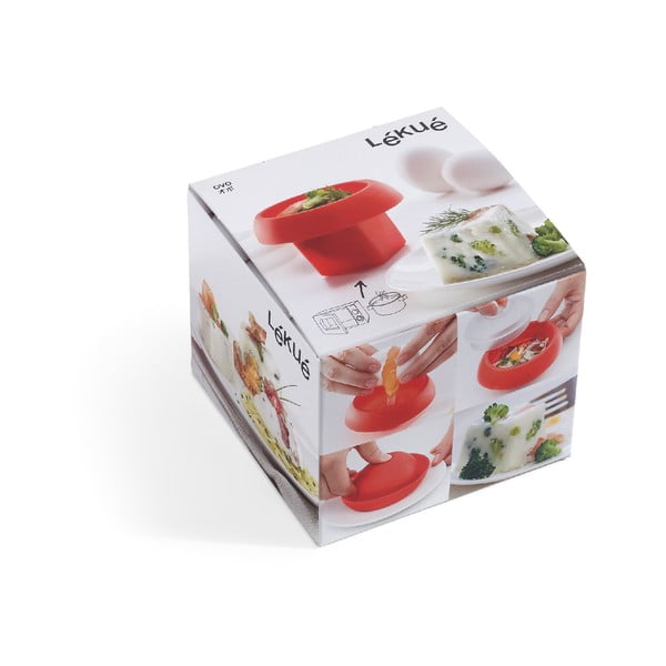 Червена квадратна силиконова форма за яйца за микровълнова фурна Ovo, ⌀ 10 cm - Lékué-image-3