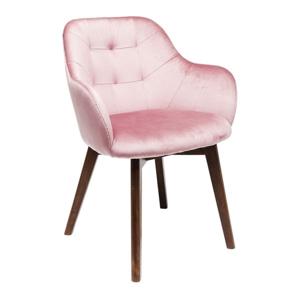 Růžová židle s nohami z bukového dřeva Kare Design