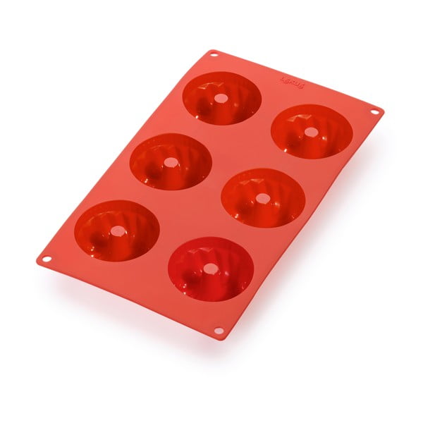 Червена силиконова форма за 6 мини торти - Lékué