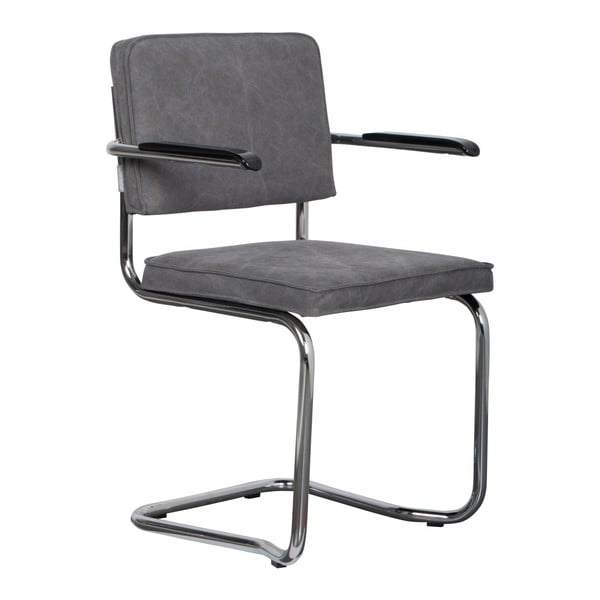 Sada 2 šedých židlí s područkami Zuiver Ridge Kink Rib Darko
