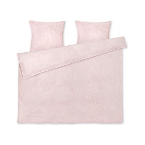 Бяло и розово спално бельо от органичен памук за двойно легло 200x220 cm Monochrome Lines - JUNA