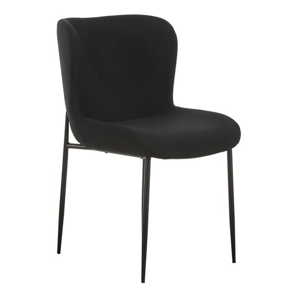 Черен тапициран стол с кадифена повърхност Tess - Westwing Collection