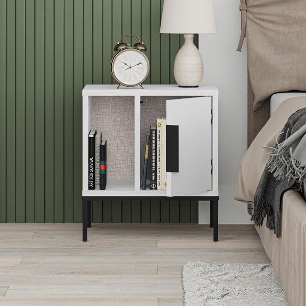 Бяло нощно шкафче с рафтове Lani - Marckeric-image-4