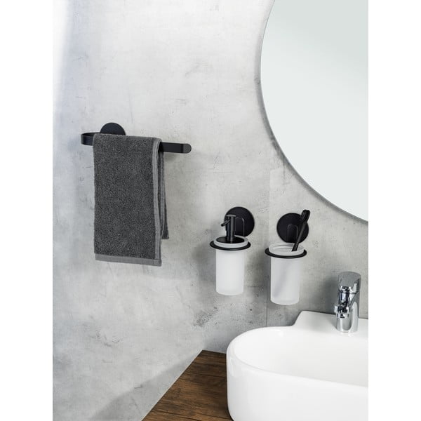 Матово черен самоносещ стъклен дозатор за сапун 150 ml Bivio - Wenko-image-2