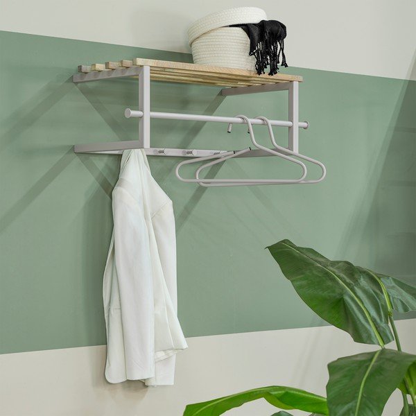 Метална стенна закачалка в естествен цвят/кафяво-сива с рафт 76 cm Marco – Spinder Design-image-4