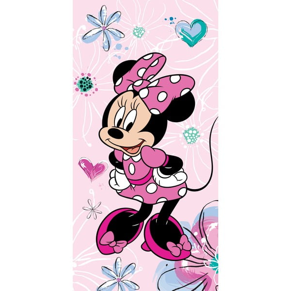 Розова памучна бебешка кърпа 70x140 cm Minnie - Jerry Fabrics