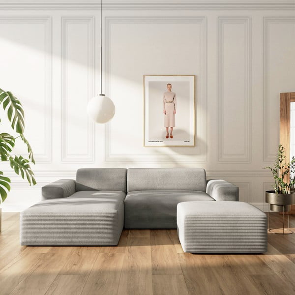 Сив ъглов диван от рипсено кадифе (ляв ъгъл) Villet – Rodier-image-1