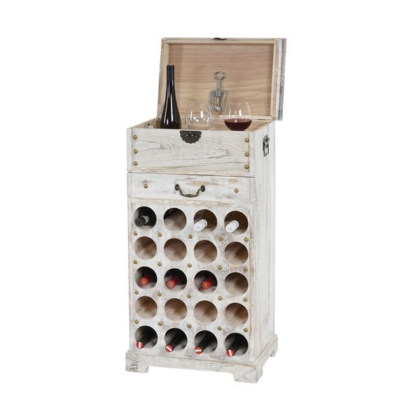 Bílý dřevěný stojan na 20 lahví vína Mendler Shabby Torre