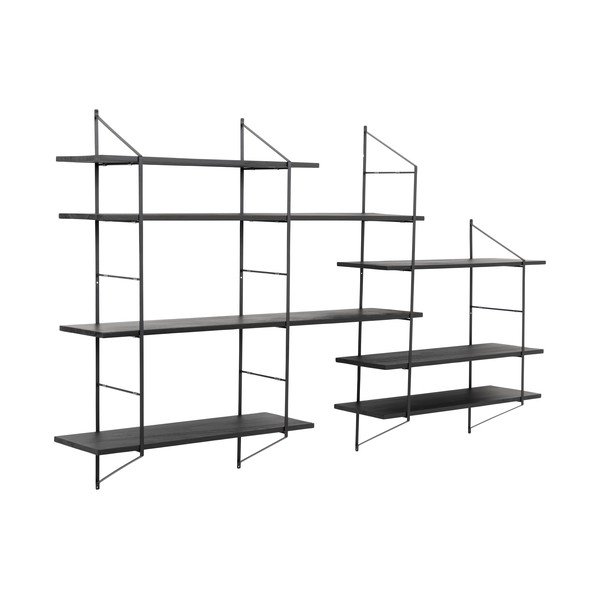 Черен на няколко нива стенен рафт от масивна Пауловния 196 cm Belfast – Actona-image-2