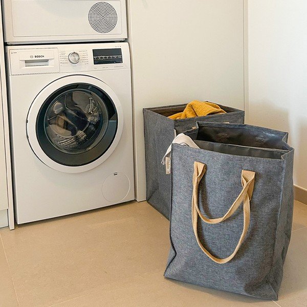 Сив текстилен кош за пране 71 l Laundry Hub Tweed duplo – Rolser-image-1