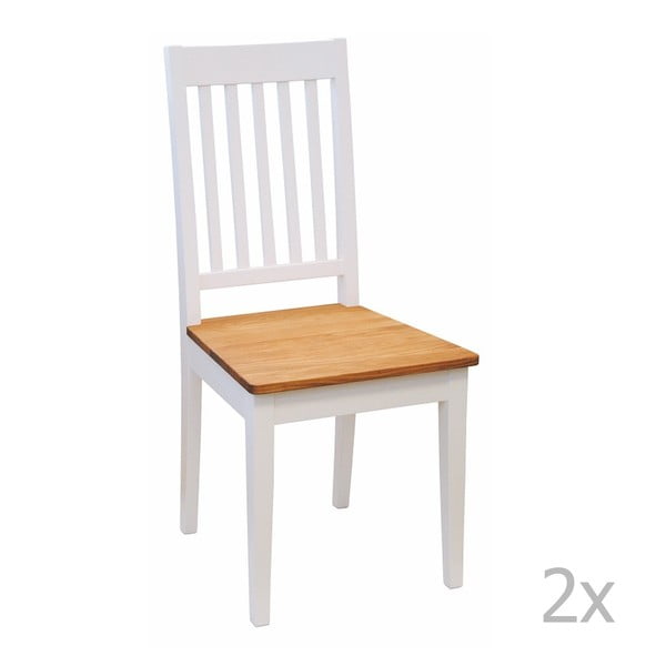 Sada 2 bílých židlí z dubového dřeva Folke  Ella