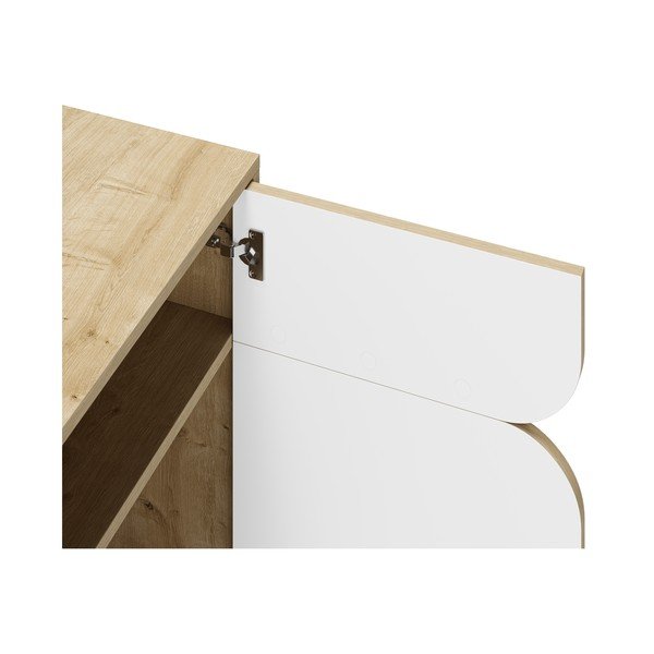 Шкаф в дъбов декор в бял и естествен цвят 95x79 cm Nola - Marckeric-image-4