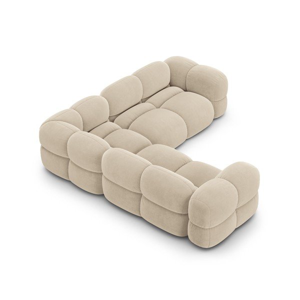 Бежов кадифен ъглов диван Loretto – Cosmopolitan Design-image-4