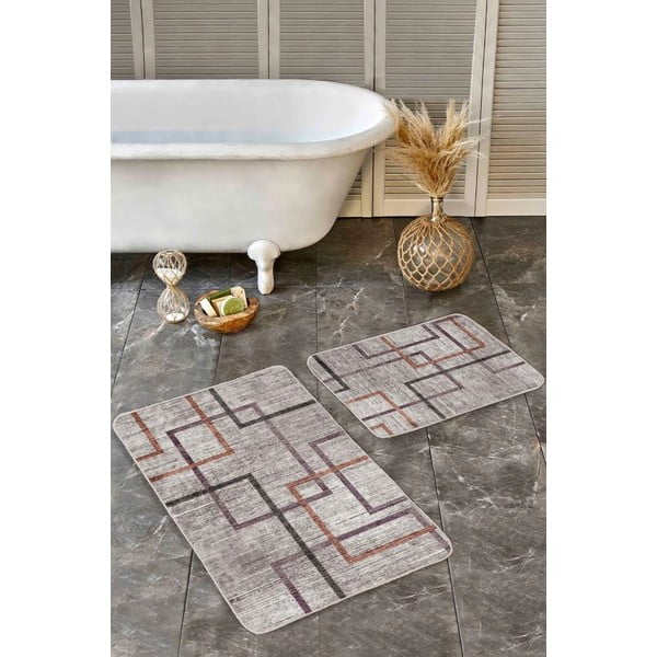 Сиви кадифени килими за баня в комплект от 2 бр. 60x100 cm – Mila Home-image-3