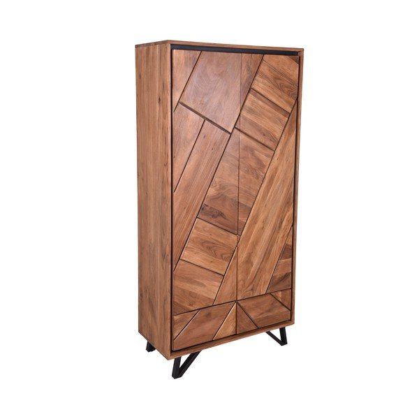 Гардероб от масивна акация в естествен цвят 90x181x40 cm Ambala – Interia Home & Living-image-2