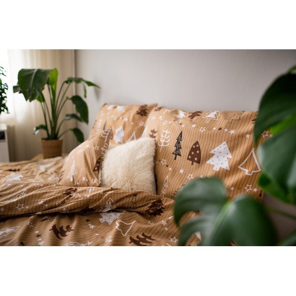 Кафяво памучно единично спално бельо Дървета, 140 x 200 cm - Cotton House-image-2