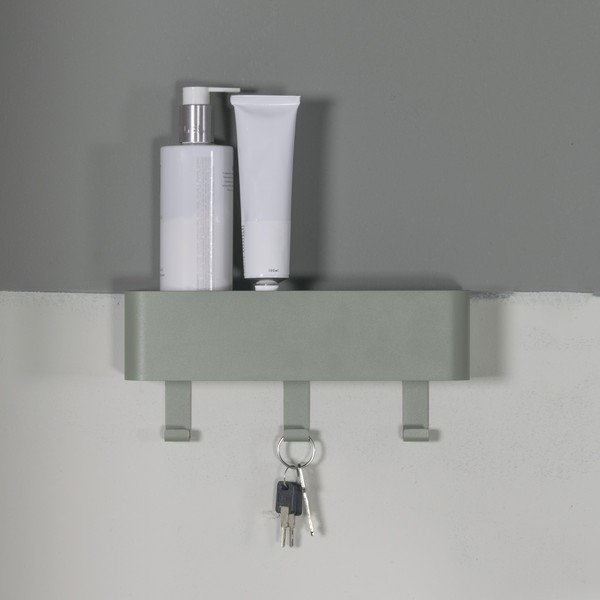 Сиво-зелена метална стенна закачалка с рафт 27 cm Dax Play – Spinder Design-image-1