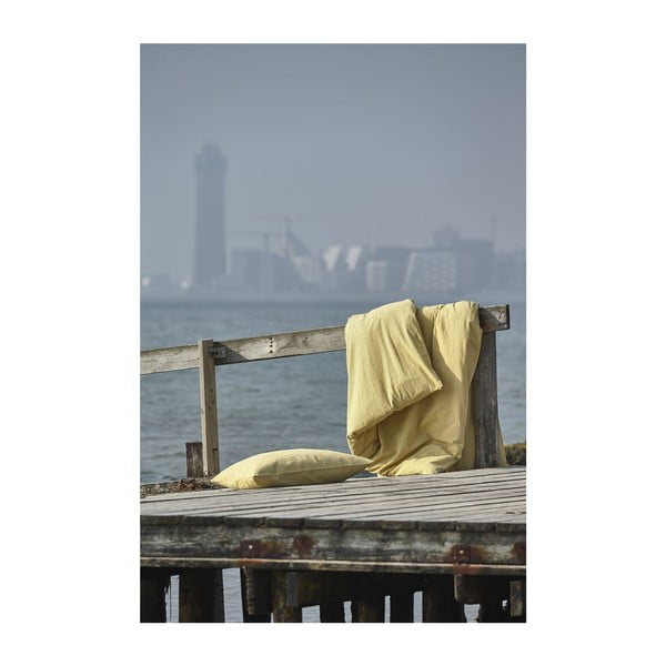 Жълто спално бельо от органичен памук 200x140 cm Wave Straw - Södahl-image-4