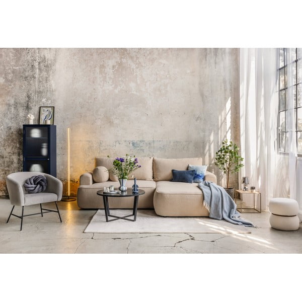 Син разтегателен ъглов диван от букле (ляв ъгъл) Quinoa – Bonami Selection-image-1