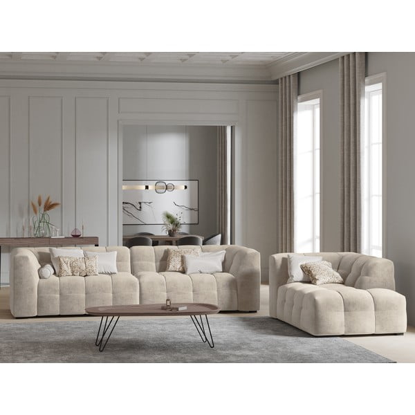 Бежов кадифен диван , 280 см Vesta - Windsor & Co Sofas-image-1