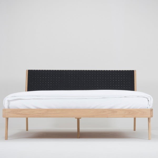 Масивно дъбово легло с черна табла , 180 x 200 cm Fawn - Gazzda-image-3