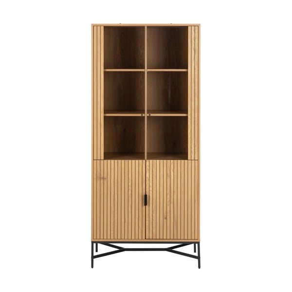 Витрина от дъбов декор  в естествен цвят 80x180x40 cm Jaipur – Actona