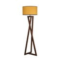 Подова лампа в цвят горчица и кафяво с текстилен абажур (височина 149 cm) Maçka – Opviq lights