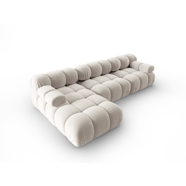 Бежов кадифен модулен ъглов диван (ляв ъгъл) Bellis – Micadoni -image-4