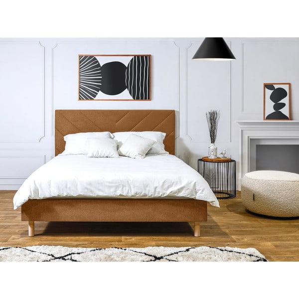 Оранжево тапицирано двойно легло с включена подматрачна рамка 160x200 cm Romane – Bobochic Paris-image-3