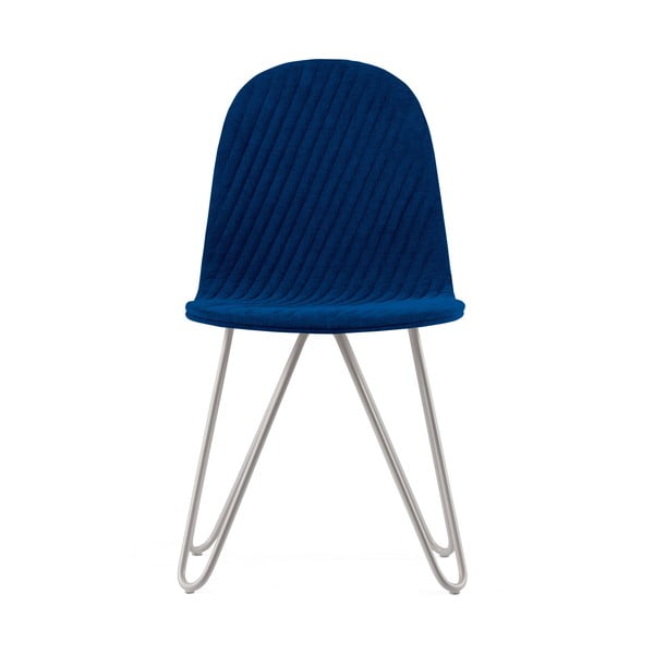 Tmavě modrá židle s kovovými nohami Iker Mannequin X Stripe