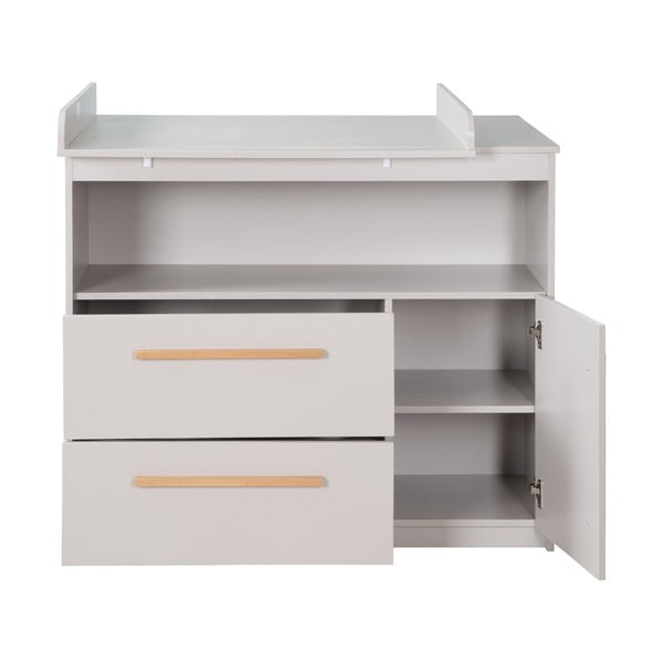 Светлосив детски скрин с маса за преповиване 107x98x75 cm Lea – Roba-image-3