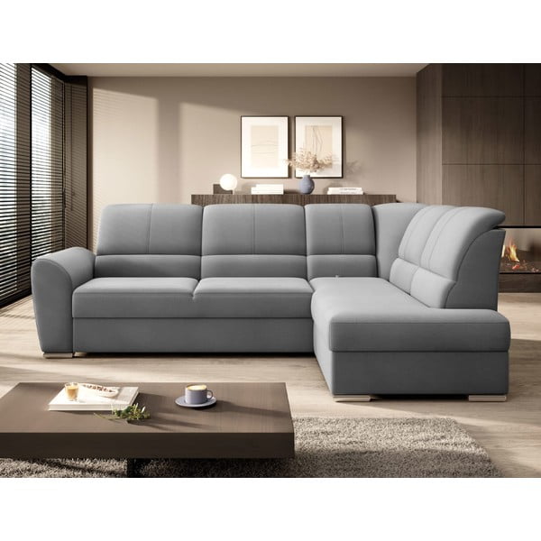 Сив кадифен разтегателен ъглов диван с място за съхранение (десен ъгъл L форма) Siber – ELTAP-image-3