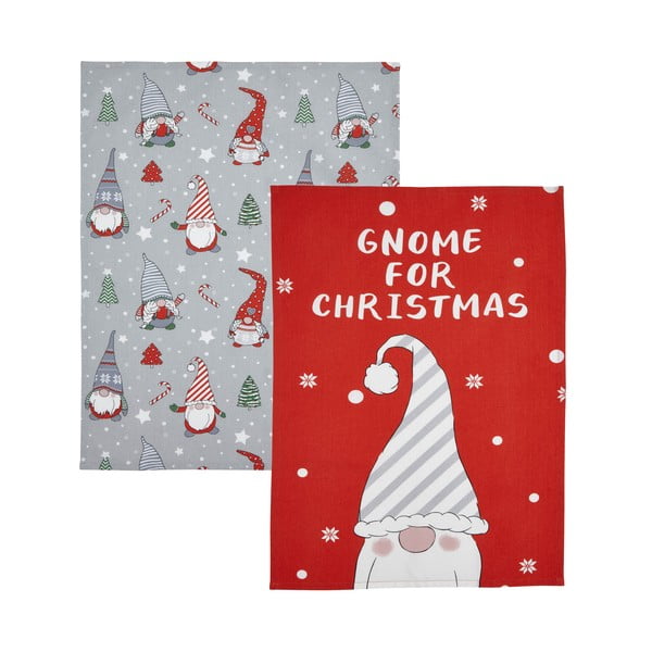Памучни кърпи в комплект от 2 броя с коледен мотив 50x70 cm Gnomes - Catherine Lansfield