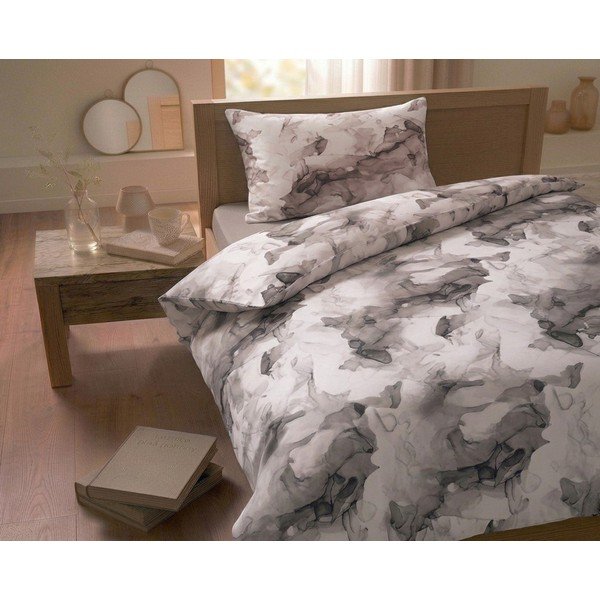 Кафяво единично  спално бельо от памучен сатен 140x200 cm Deluxe Minerals – My House-image-1