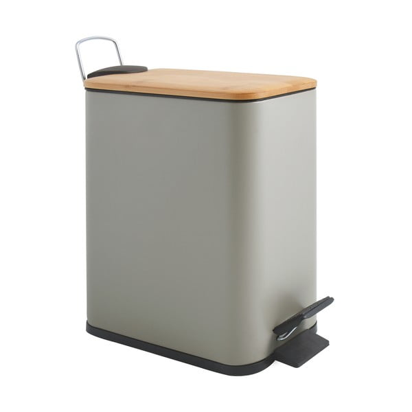 Кафяво-сиво стоманено кошче за боклук с педал 5 l   Erik – Spirella