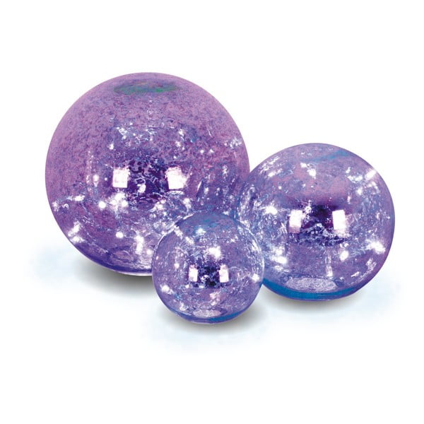 Комплект от 3 лилави декоративни стъклени топки - Naeve