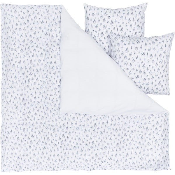 Бяло и синьо спално бельо за двойно легло от памук ранфорс , 200 x 200 cm - Westwing Collection