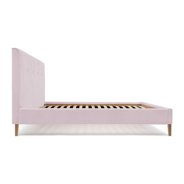 Růžová postel s přírodními nohami Vivonita Kent, 140 x 200 cm-image-1