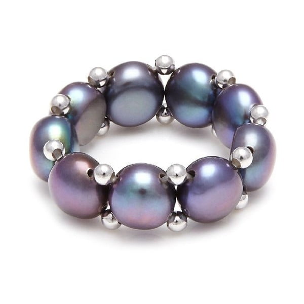 Prsten z říčních perel GemSeller Carnica, fialové perly