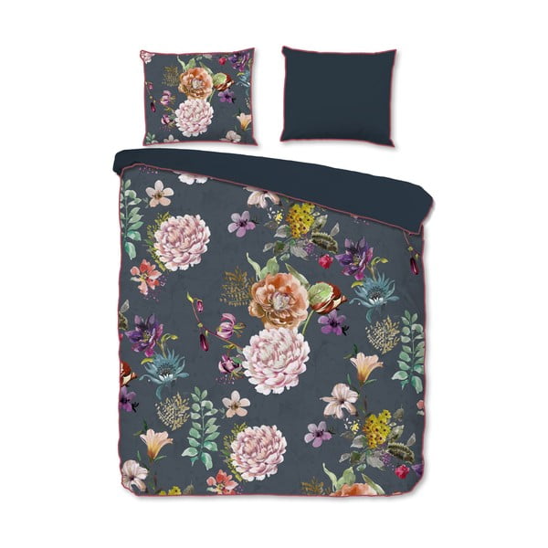 Антрацитно двойно удължено спално бельо от памучен сатен 240x220 cm Parma – Descanso