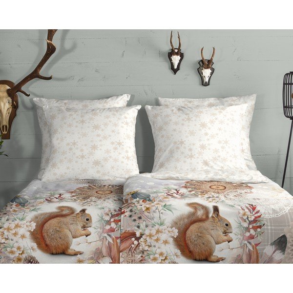 Бяло фланелено спално бельо за единично легло 140x200 cm - HIP-image-2