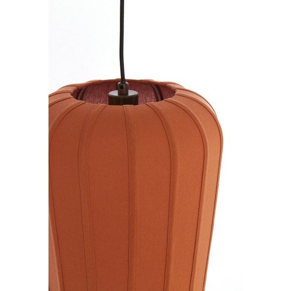 Теракотено висящо осветително тяло с текстилен абажур ø 10 cm Bibury – Light & Living-image-3