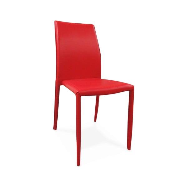 Червен трапезен стол с покритие от еко кожа - Evergreen House
